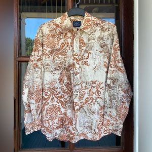 Indigo Palms (by Tommy Bahama) snap front long sleeve‎ 💯 cotton shirt.(L)